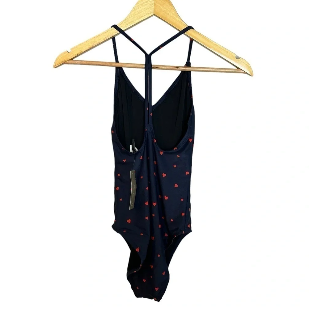 NWT J Crew T-back swimsuit, heart print, 2
